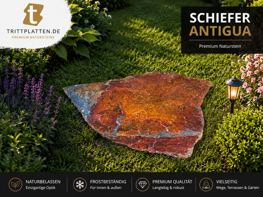 Antigua Schiefer Trittplatten – Polygonale Naturstein-Trittsteine für Gartenwege