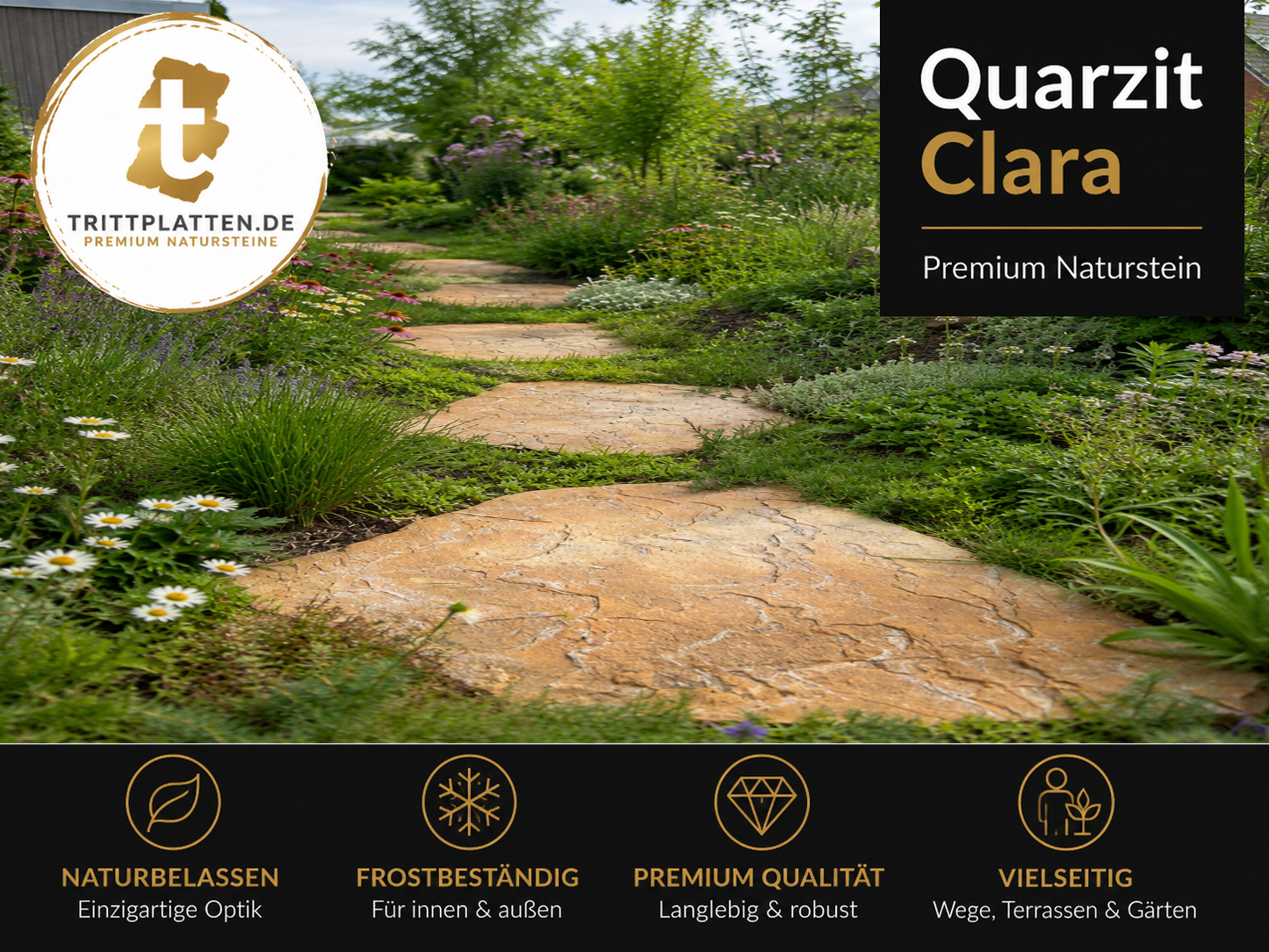 Trittplatten Quarzit Clara