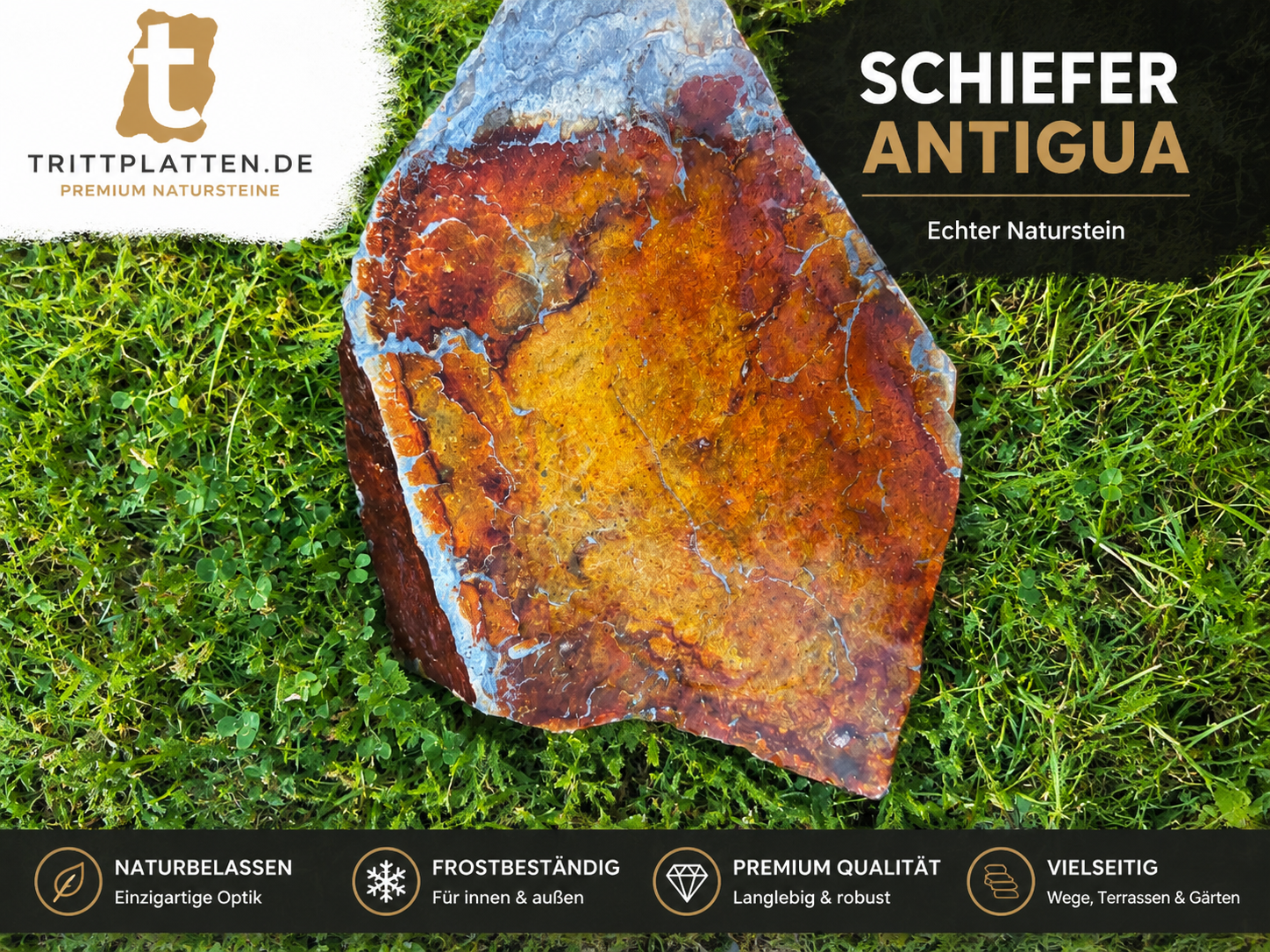 Antigua Schiefer Trittplatten Polygonale Naturstein-Trittsteine für Gartenwege