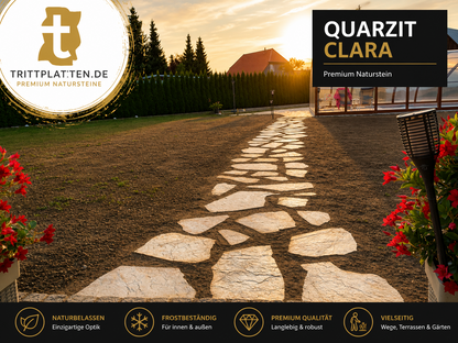 Quarzit Clara Trittplatten | Polygonale Naturstein-Trittsteine Garten weg