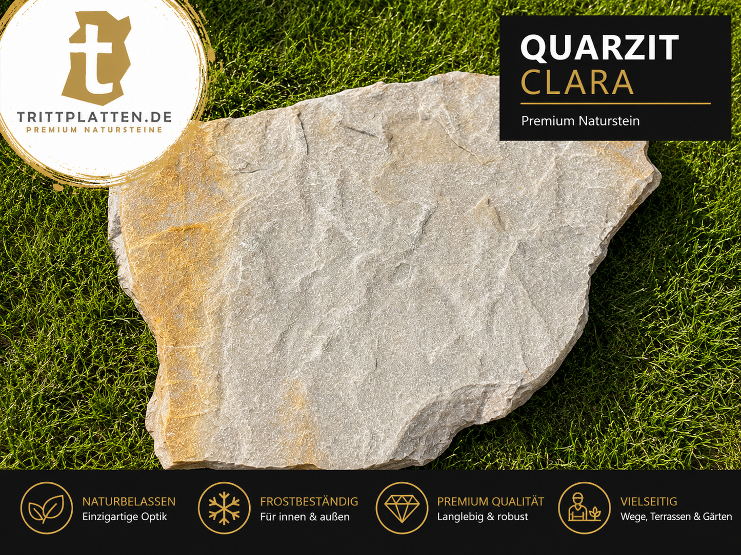 Quarzit Clara Trittplatten | Polygonale Naturstein-Trittsteine Garten weg