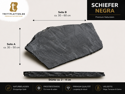 Negra Schiefer Trittplatten 5er Set | Polygonale Naturstein-Trittsteine