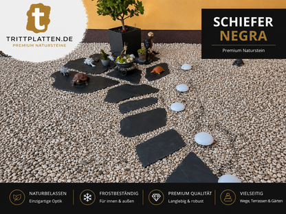 Negra Schiefer Trittplatten 5er Set | Polygonale Naturstein-Trittsteine