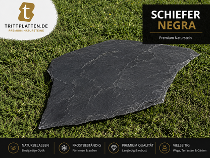 Negra Schiefer Trittplatten 5er Set | Polygonale Naturstein-Trittsteine