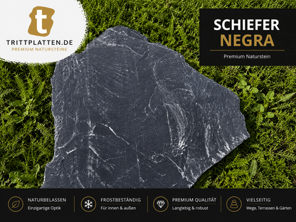 Negra Schiefer Trittplatten 5er Set | Polygonale Naturstein-Trittsteine