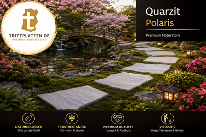 Quarzit Polaris Trittplatten 5er Set | Polygonale Naturstein-Trittsteine Garten
