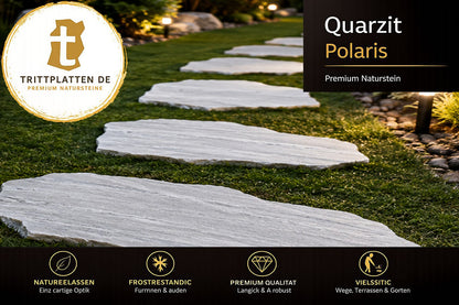 Quarzit Polaris Trittplatten 5er Set | Polygonale Naturstein-Trittsteine Garten