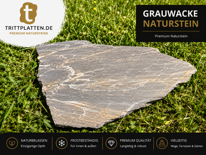 Grauwacke Trittplatten 5er Set | Polygonale Naturstein-Trittsteine