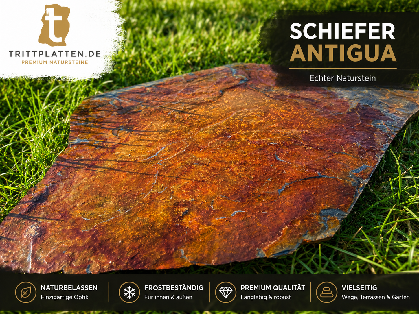 Antigua Schiefer Trittplatten Polygonale Naturstein-Trittsteine für Gartenwege
