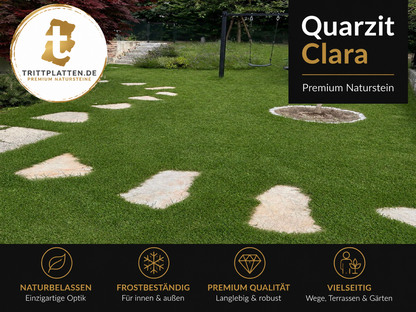 Quarzit Clara Trittplatten | Polygonale Naturstein-Trittsteine Garten weg