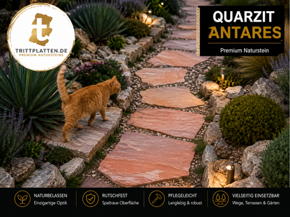 Quarzit Antares Trittplatten 5er Set | Polygonale Naturstein-Trittsteine