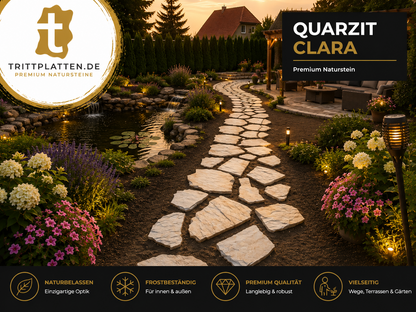 Quarzit Clara Trittplatten | Polygonale Naturstein-Trittsteine Garten weg