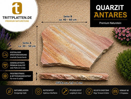 Materialmuster Quarzit Antares – 2 kleine Musterstücke, keine Trittplatten – Produktansicht 1