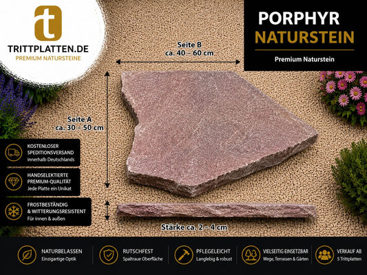 Materialmuster Porphyr – 2 kleine Musterstücke, keine Trittplatten – Produktansicht 1