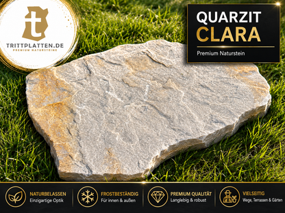 Spaltraue Oberfläche der Quarzit Clara Naturstein Trittplatte