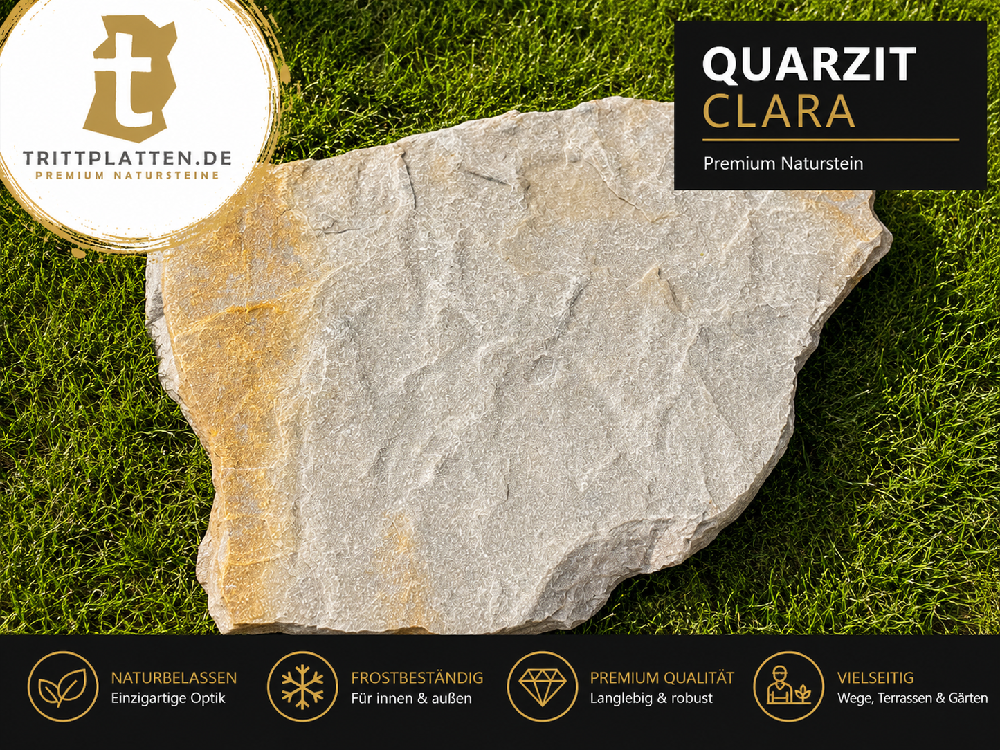 Quarzit Clara polygonale Naturstein Trittplatte für Gartenwege