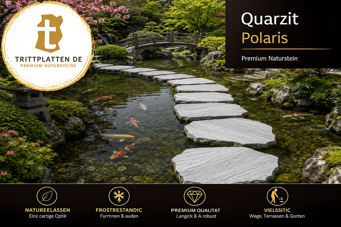 Trittplatten Quarzit Polaris