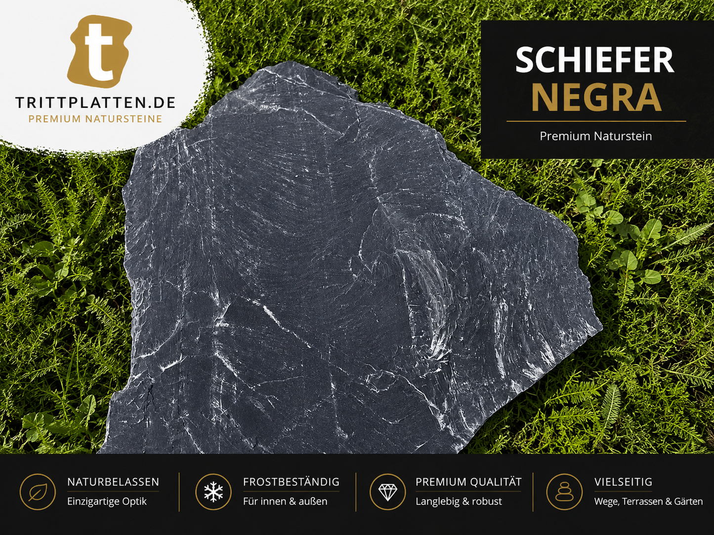 Trittplatten Schiefer Negra